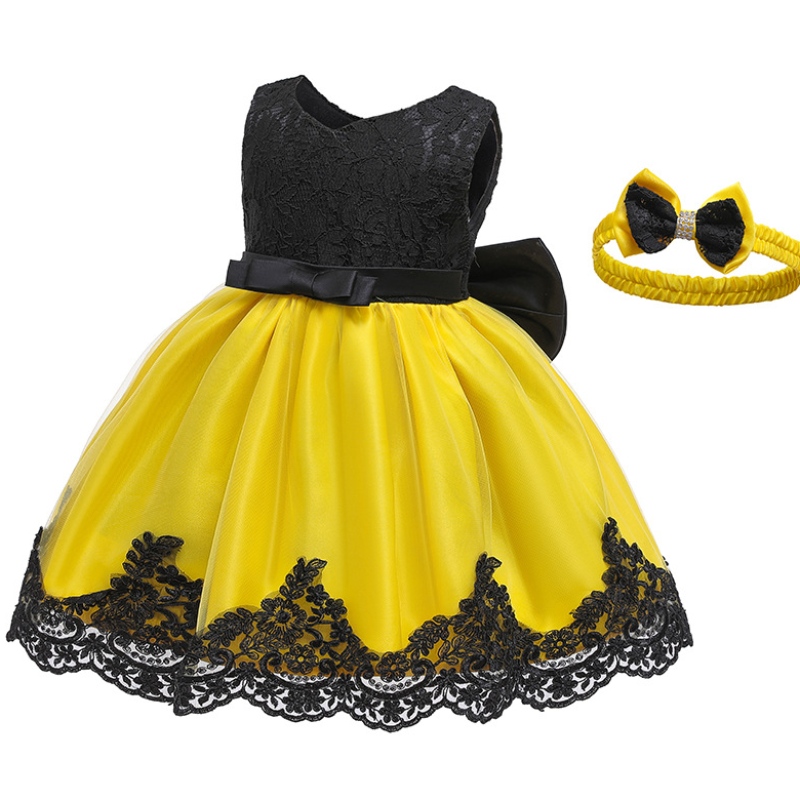 Flower Girl Dress Kids Bowknot свадебное платье девочки летнее принцесса платье с повязкой на голове