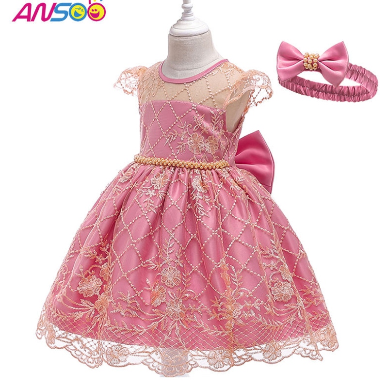 Ansoo Pretty Princess Girls Flower Wedding Dress Хозяева благородные платья по случаю дня рождения с большим луком