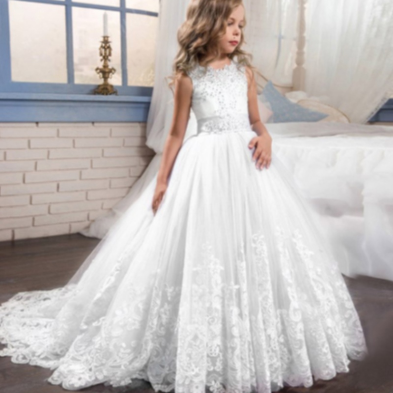 Baigeluxury Design Whtolesale Kids Wedding Event Ball Ploge Fancy Princess Prom Frock Girl Платье LP-231