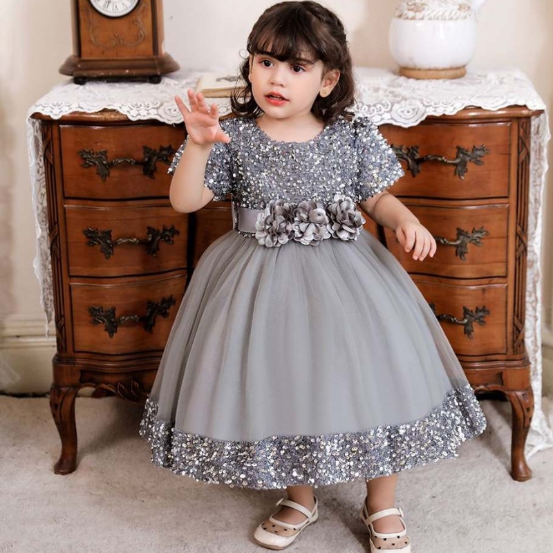 BAIGE производитель Summer Kids Party Princess Frock Sequined Baby Wedding Frock