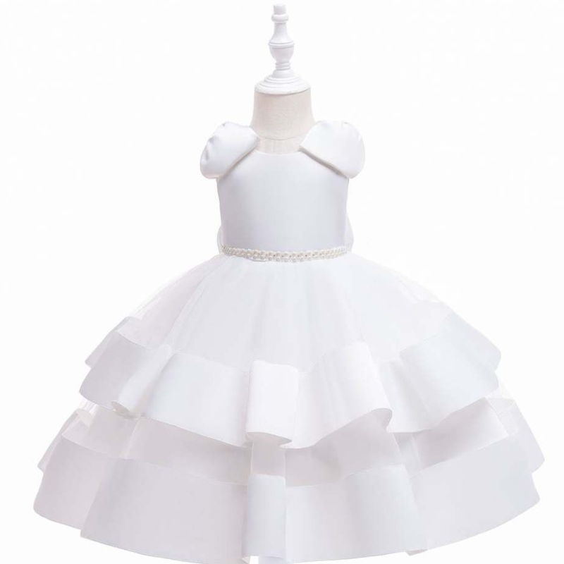 Baige White Flower Girl Dress Wedding Fairy Big Bow Bufpy Girl Princess платье