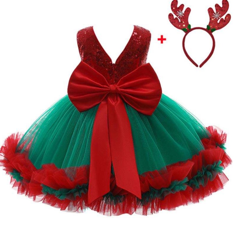 Baige Red Sequind Kids Chistrible Gritleding Вечернее вечернее платье для вечеринки Big Bow Carnival Bow Vestidos