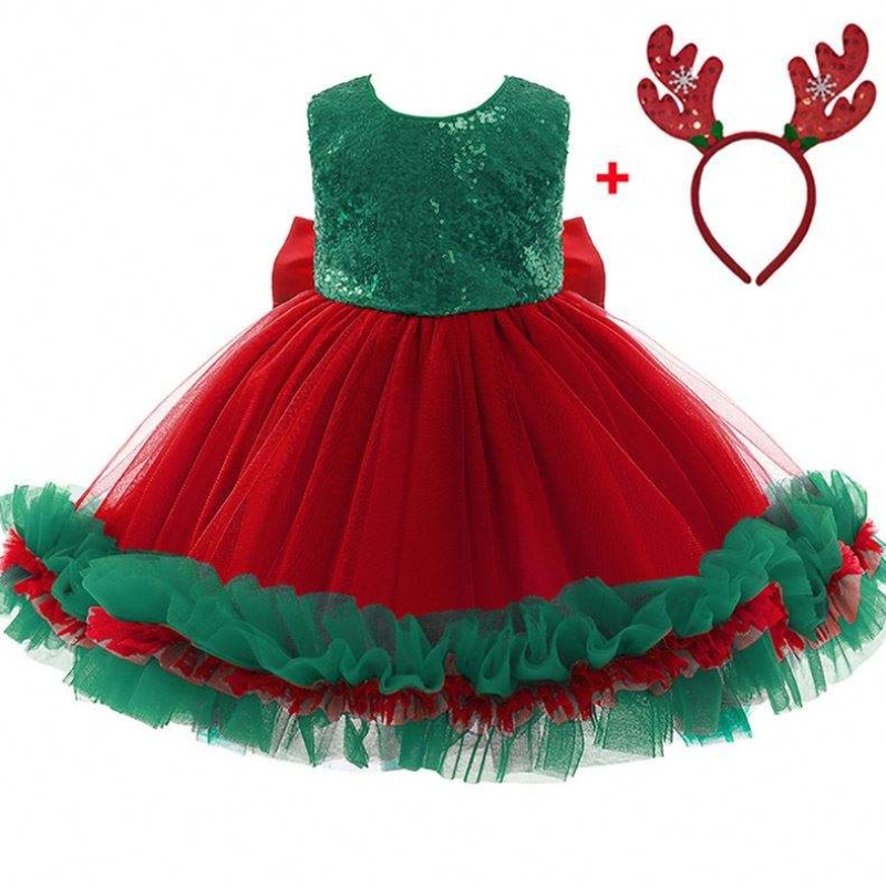 Baige Red Sequind Kids Chistrible Gritleding Вечернее вечернее платье для вечеринки Big Bow Carnival Bow Vestidos