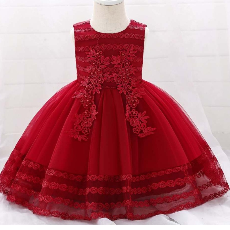 Новый дизайн платье-чидрены на аппликации 0-2y Flower Girl Dress Dloveless Kids Clothing L1923XZ