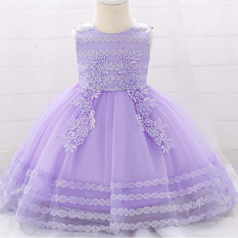 Новый дизайн платье-чидрены на аппликации 0-2y Flower Girl Dress Dloveless Kids Clothing L1923XZ