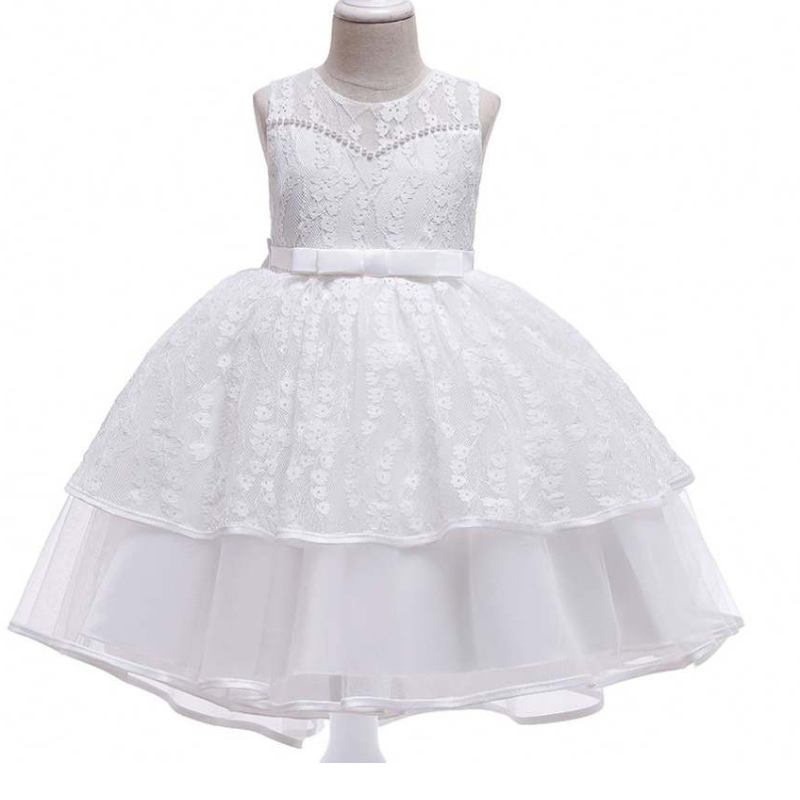 Baige Kids Clothing New Design Summer White Rooveless Girl \\ Wear Party Plord L5208