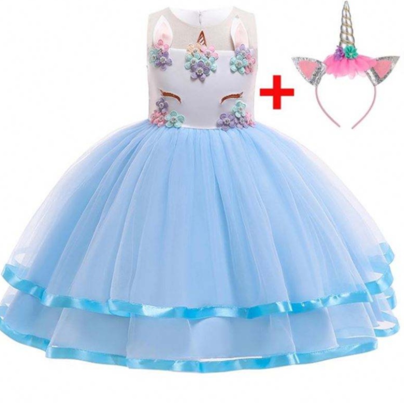 2021 New Flower Unicorn Платье для вечеринки 5 цвет доступно детское платье для девочек Djs002