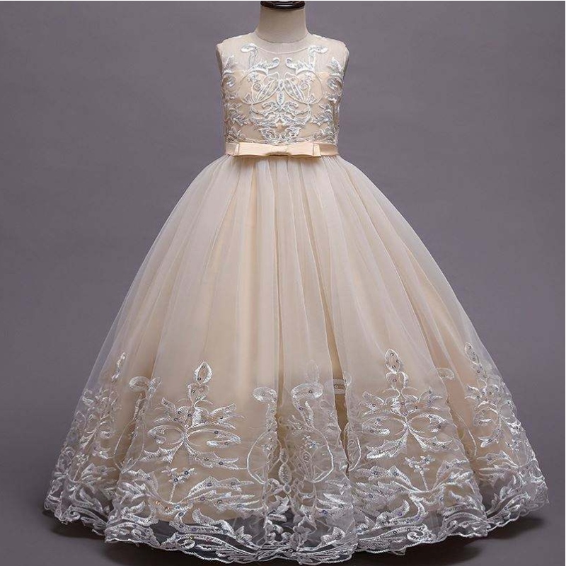 Baige Long Style Kids Wedding Ball Hown Girls Frock Design Kids Party Wear Long Frock