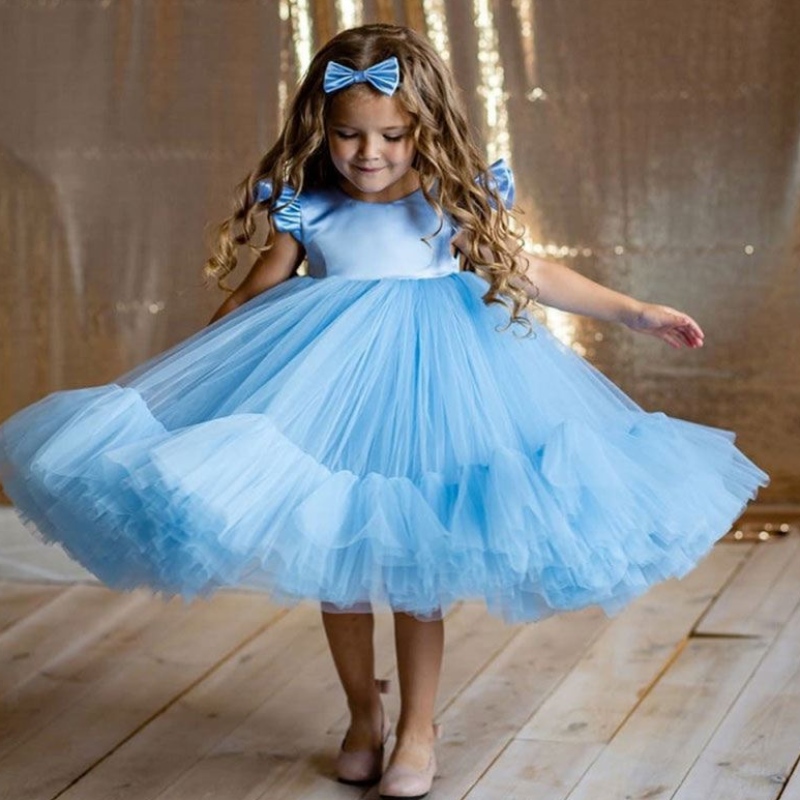 Baige Hot Sale White Flower Girl Tutu Party Платье многослойное платье на день рождения на день рождения