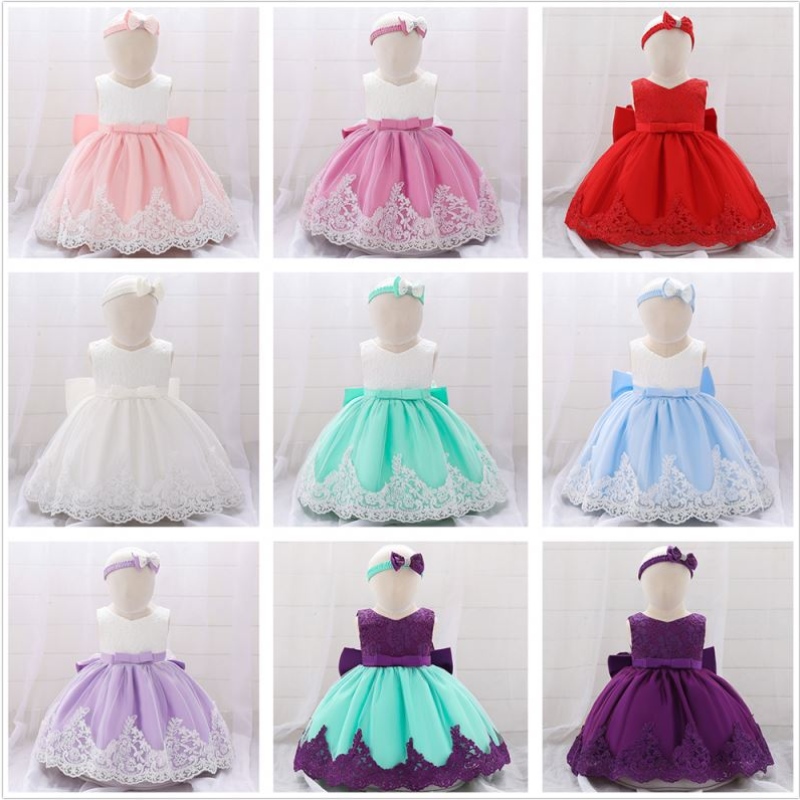 Оптовое милое платье Детское девочка платье Принцесса платье с бесплатной полосой для волос