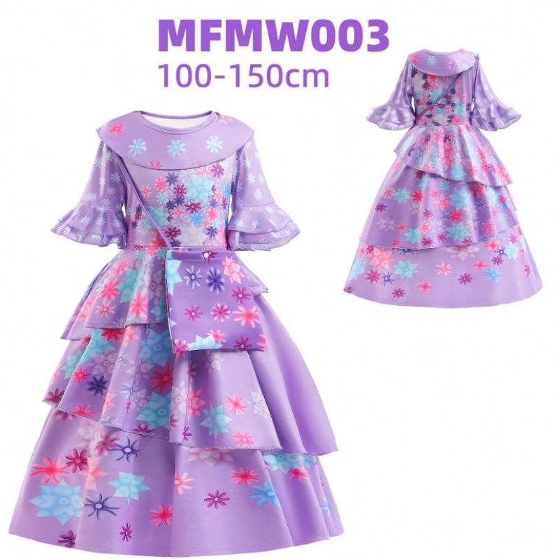 Baige Encanto Mirabel Isabella Purple Girl Платье с длинными рукавами новые карнавальные детские детские костюм косплей костюм