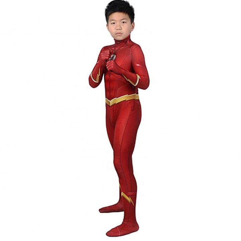 Заводская прямая распродажа Флэш -сезон 5 Barry Allen Kids Superhero Costumes колготки и костюмы косплей