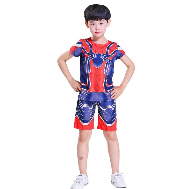 Новый стиль Polyester Sport Suits Casual Outfit Halloween Party Cosplay Spiderman Suits Top&shorts for Kids Boys