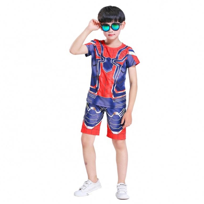 Новый стиль Polyester Sport Suits Casual Outfit Halloween Party Cosplay Spiderman Suits Top&shorts for Kids Boys