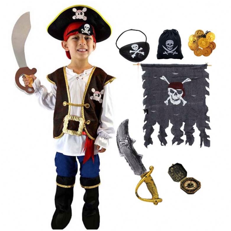 Deluxe Halloween Cosplay Set Kids Boys Pirate Costume для детей с шляпой DGHC-080