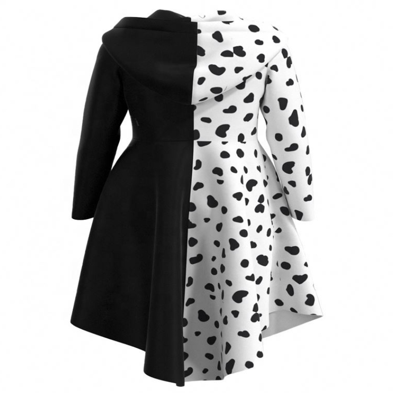 Deluxe Press Up для подростки для женского коктейля Deville Coclail Party Black White Dalmatians Cruella Plot на Хэллоуин