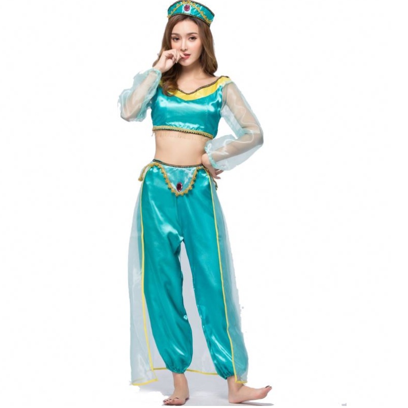 Game Uniforms Europe и Соединенные Штаты Костюмы на Хэллоуин косплей сексуальный Aladdin Magic Lamp Jasmine Princess платье