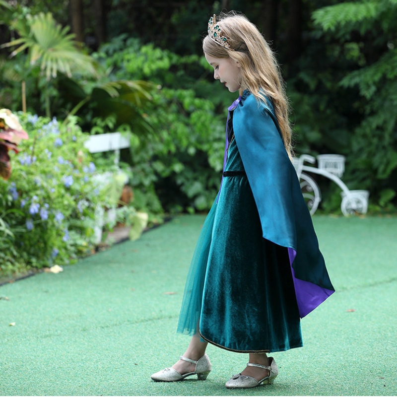 Элегантное платье Anna для девочек с длинным рукавом бархат детские костюмы для вечеринки на хэллоуин
