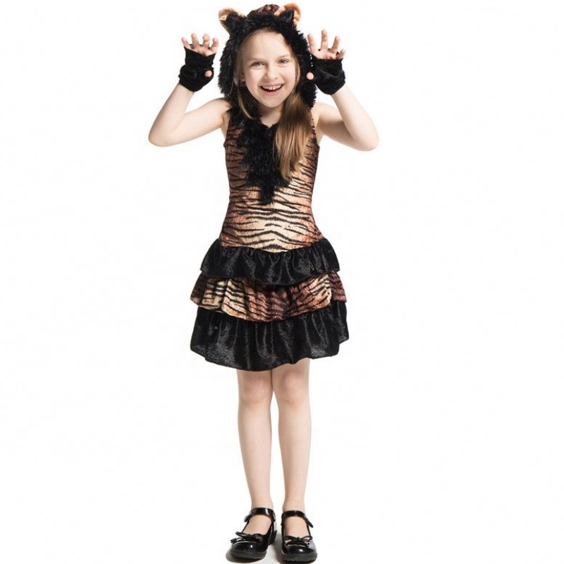 Горячие продажи девушек Хэллоуин животные косплей костюм Хэллоуин вечеринка тигр модный костюм для детей
