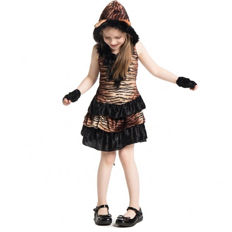 Горячие продажи девушек Хэллоуин животные косплей костюм Хэллоуин вечеринка тигр модный костюм для детей