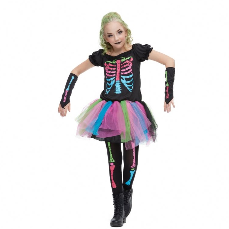 2021 Новое прибытие Девушка костюм малыш фанк -панк -костный костюм костюм на Хэллоуин для детей