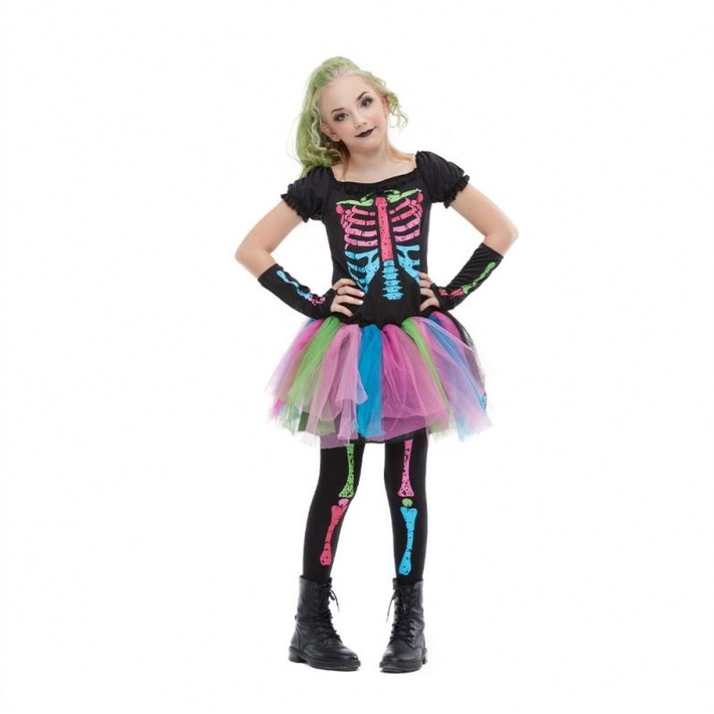 2021 Новое прибытие Девушка костюм малыш фанк -панк -костный костюм костюм на Хэллоуин для детей