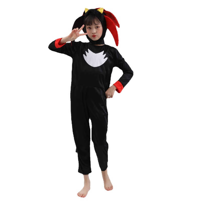 Горячая продажа Supersonic Kid Super Black Sonic Black Shadow Charter Costume на Хэллоуин