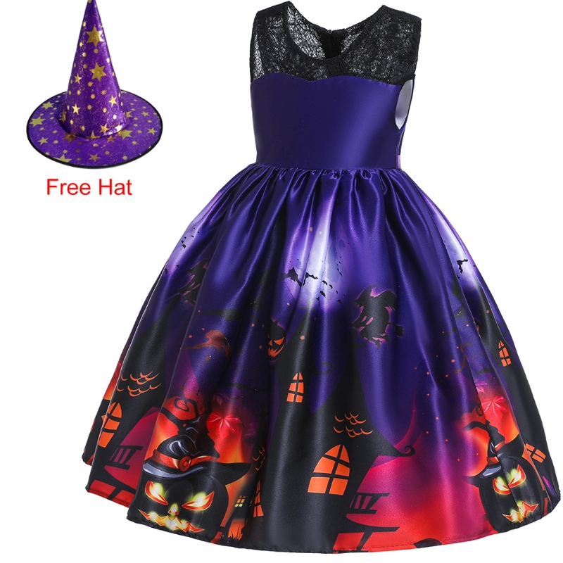 Платье для летающих рукавов детей Хэллоуин Костюм Призрака Призрака с шляпой с шляпой