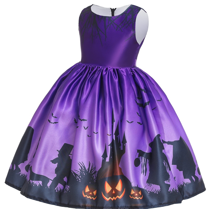 Детское печатное платье принцессы Хэллоуина на Хэллоуин