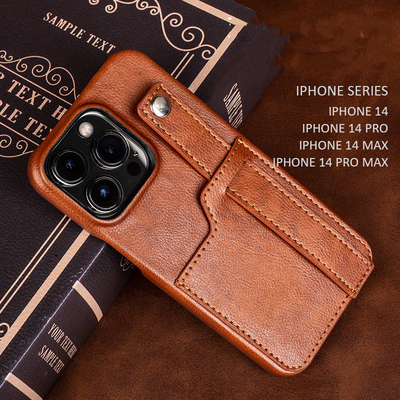 корпус телефона Apple iPhone 14pro, итальянский кожаный кожух, дизайн ручной ленты, можно использовать в качестве опоры