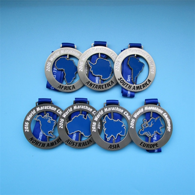 Мягкая эмалевая серебряная металл красочная карта джигонава мировой марафонский комбинированные медали