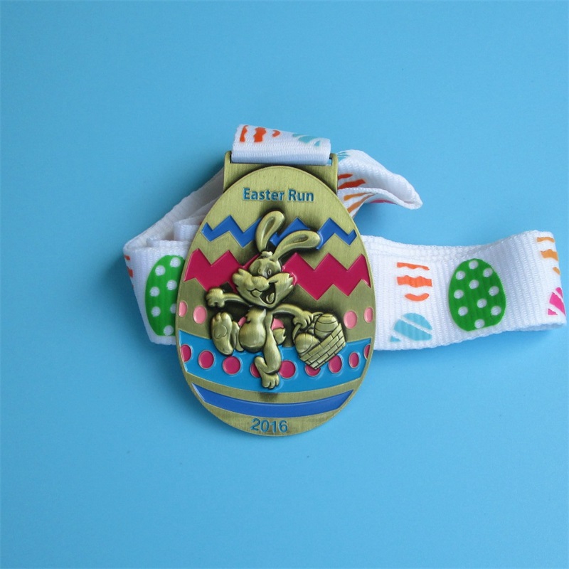 Красочная мягкая эмалевая антикварная медаль спортивного сплава с лентой