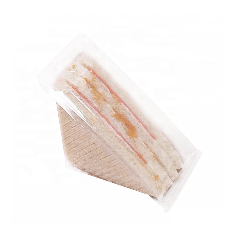 Чистый треугольник Коробка упаковка оптовая пластиковая еда на заказ на индивидуальную марку одноразовую красивую бутерброд и пирог с логотипом клиента, PLA