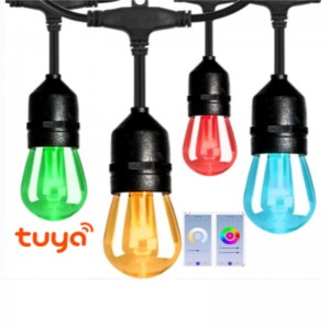 Smart Color String Lights, 48 ​​-футовое смарт -патио Lights Lights RGBW светодиодные струнные светильники, приложение&Wi -Fi управление, работает с Alexa, ц...