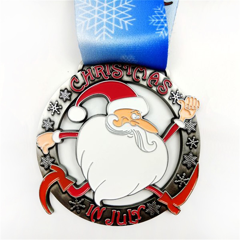 Санта -бегущие медали Подарок для рождественских металлических медалей с драгоценными камнями с драгоценными камнями