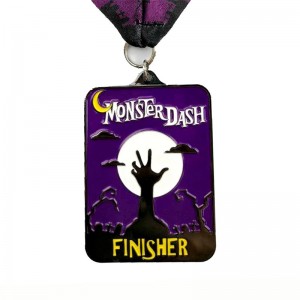 Металлическая литья матовая черная металлическая медаль Хэллоуин.