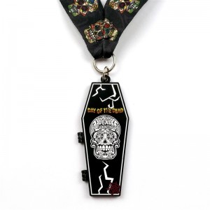 Металлическая литья матовая черная металлическая медаль Хэллоуин.