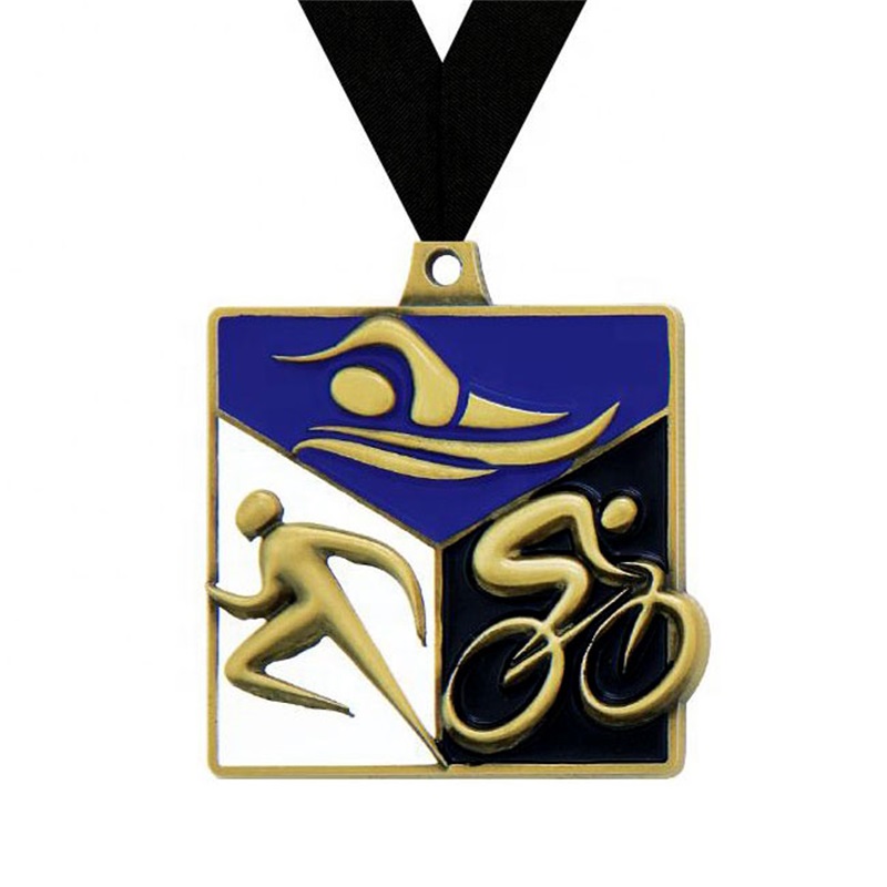 Красивая дизайнерская медаль 3D УФ -печатная печать Медальон Триатлон Медали
