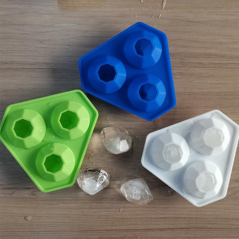 3 отверстия Силиконовый алмазный ледяной лоток с бриллиантами силиконовые лотки для плесени для виски бомб ванны, конфеты, мыло и поделки DIY, безопасная посудомоечная машина, многоразовая