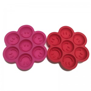 MODEDE REDONDO DE SILICONA PARA CUBITOS DE HIELO, CON 7 ORICIOSIOS, CON Rejilla de Hielo, Cara Sonriente Creativa