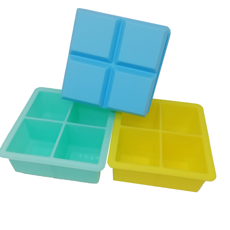 Большие лотки для кубика льда 4 полости силиконового кубика с силиконовым кубиком с морозильной камерой.