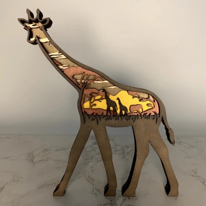 Деревянный жираф 3D животных