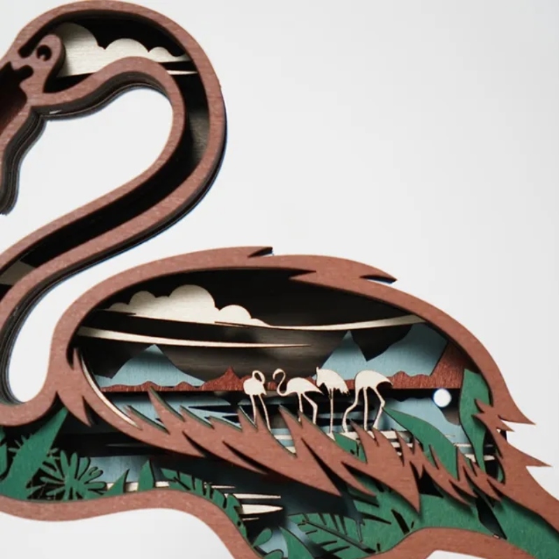 3D Flamingo деревянное украшение артефакта