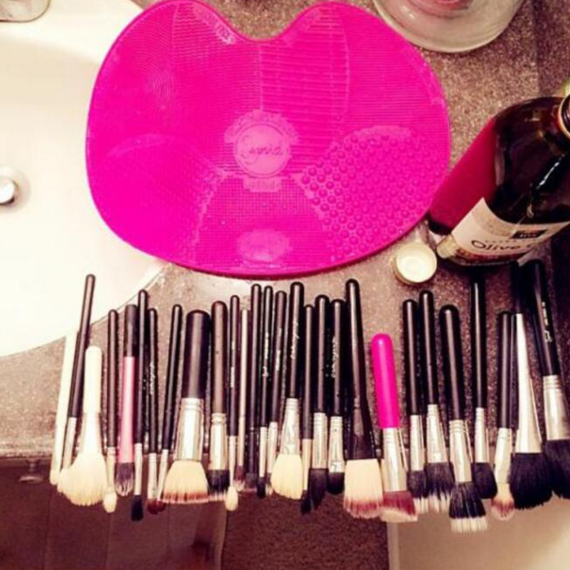 Силиконовая макияж чистящие прокладки щетки, яблочная макияж для чистки кисточников для очистки кисточки Портативные инструменты для мытья инструменты очистка щетки с всасывающими чашками