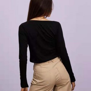 Пользовательский весенний осенний дамы сексуальный свитер с длинными рукавами пулвер выпускается выдолбленным свитером