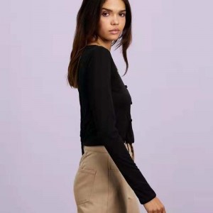 Пользовательский весенний осенний дамы сексуальный свитер с длинными рукавами пулвер выпускается выдолбленным свитером