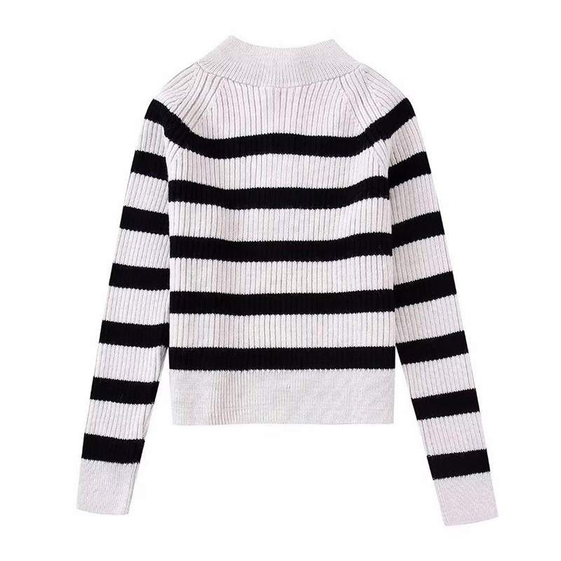 Осень Новая модная полоса вязаная свитер винтажный с длинным рукавом.