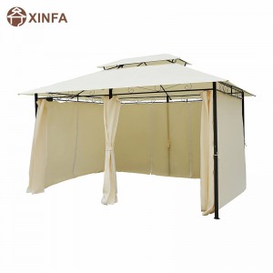 10 \\\\ \'x 13 \\\\\' Outdoor Soft Top Gazebo Pergola с шторами, двухуровневая стальная рама беседка для внутреннего дворика, кремовый белый