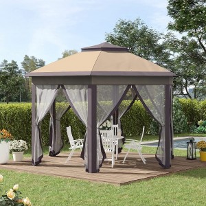 13 \\\\ \'x 13 \\\\\' Pop Up Gazebo Hexagonal Canopy с 6 сеткой сетки на молнии, 2-уровневой палаткой на крыше с прочной стальной рамой