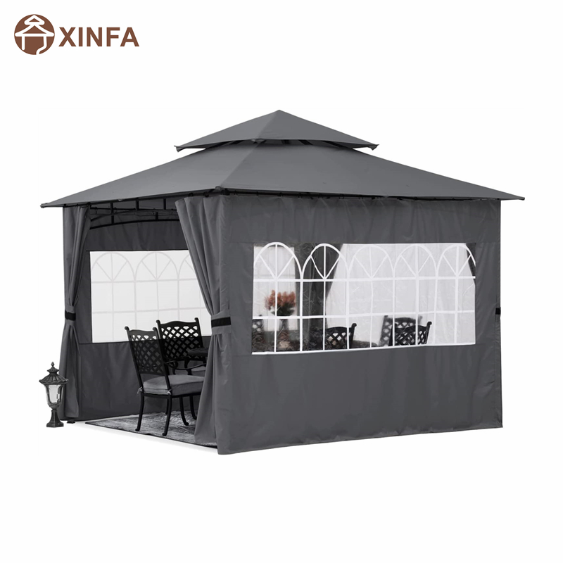 10'x10 ’Outdoor Gazebo для внутреннего дворика с боковыми стенками церкви, серым